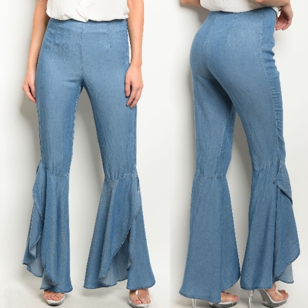 High/Low Flare Frayed Hem Jeans - Picture 4 of 7